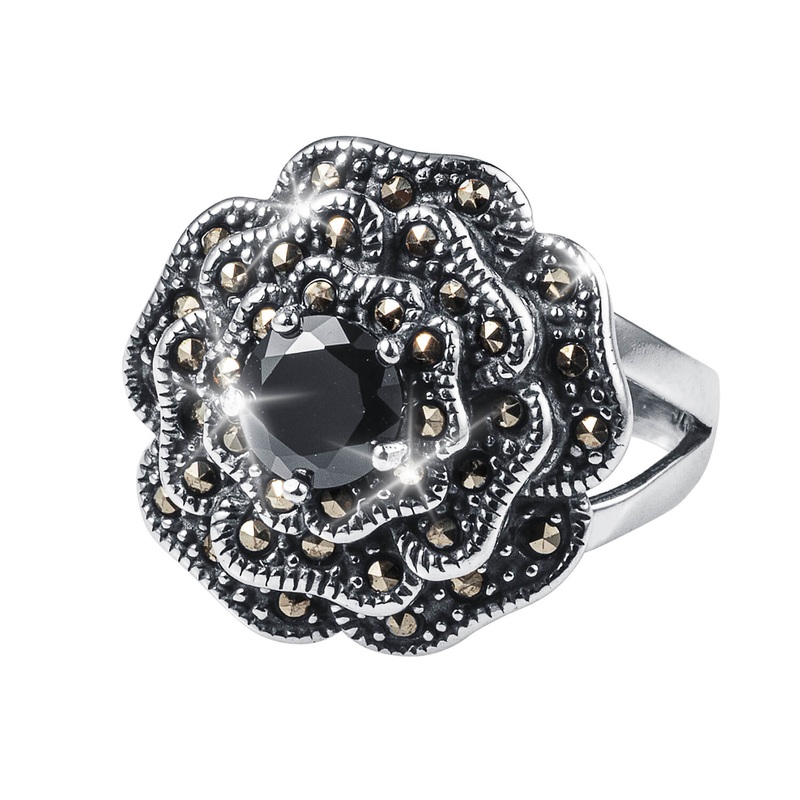 Marcasite Rose Ladies Ring 5