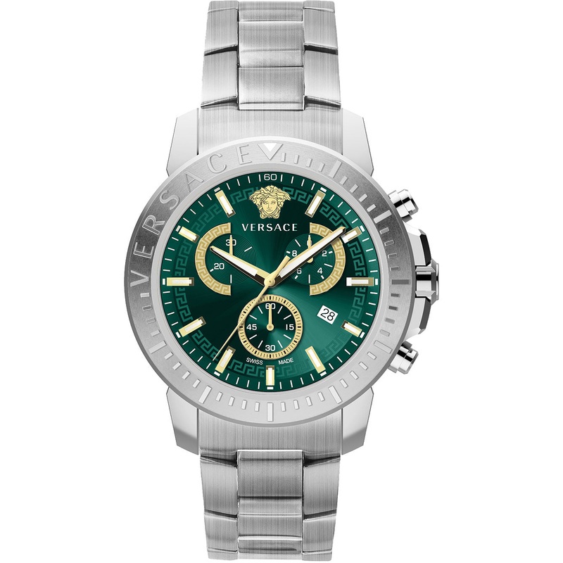 Versace Men’s Watch New Chrono 45mm Green Bracelet VE2E00821