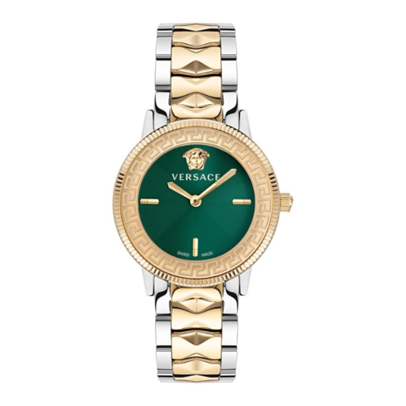 Versace V-Tribute Two-tone Stainless Steel Green Dial Quartz Watch for Ladies – VE2P00522