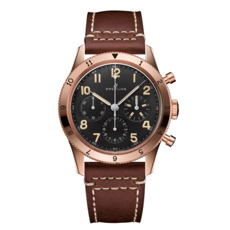 Breitling Avi 1953 Edition Black Dial Brown Leather Strap Watch for Men – RB0920131B1X1