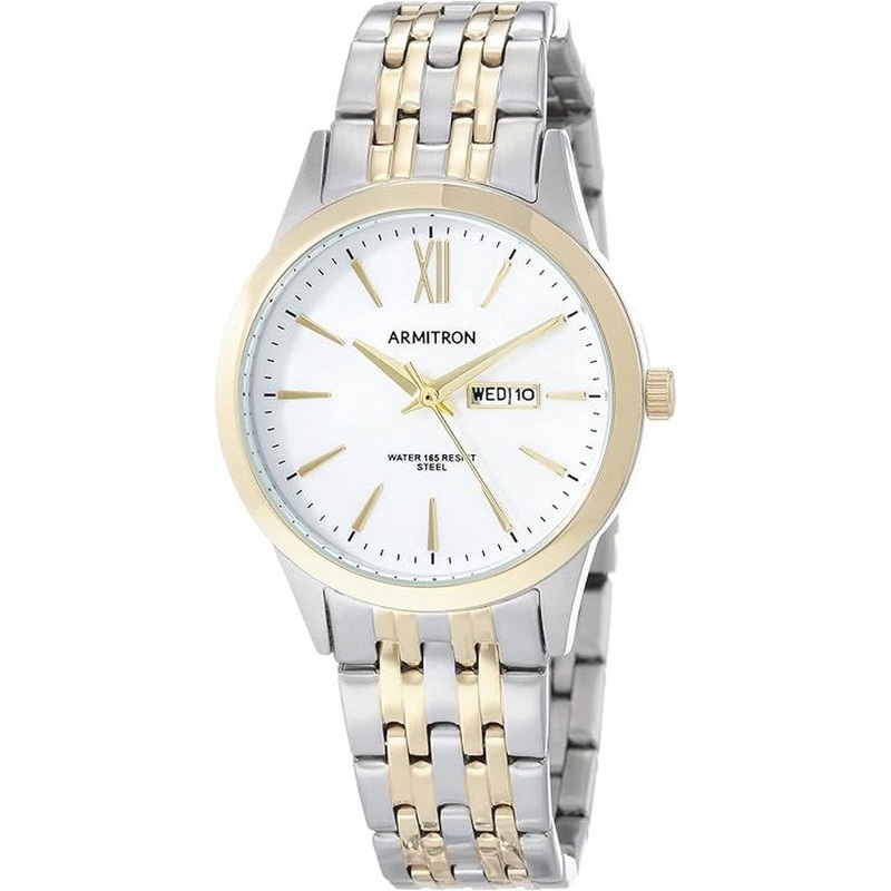 Armitron 75/5836MPTT  Day & Date Function Bracelet Women’s Watch 32 White Metal