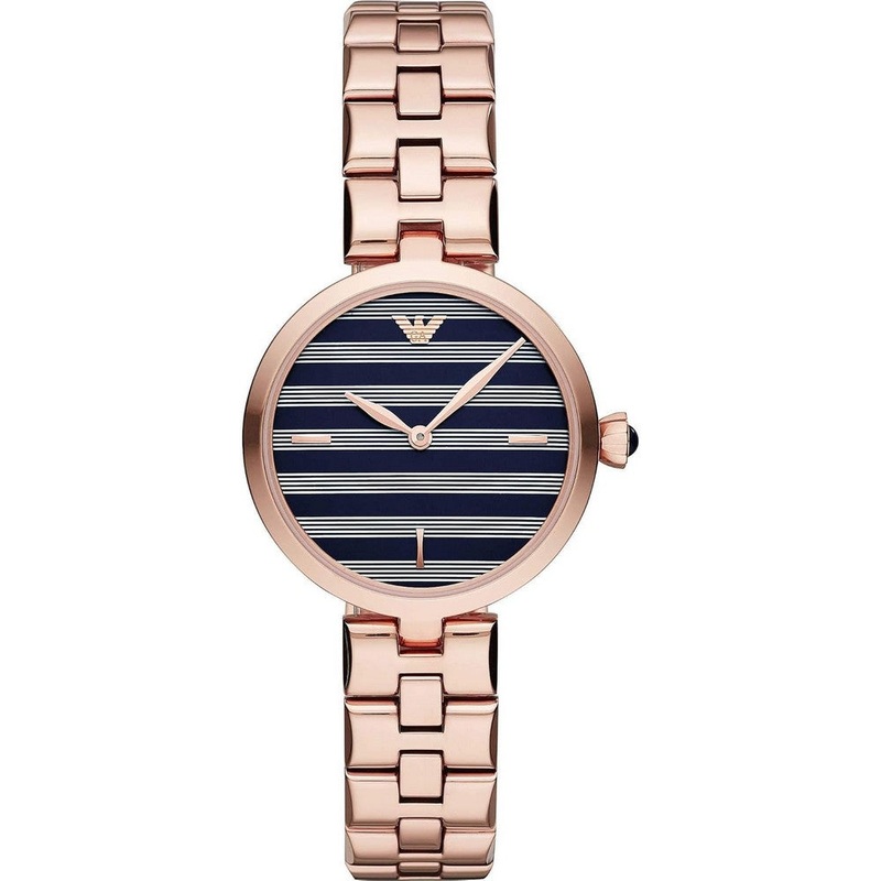 Emporio Armani Two-Hand Rose Gold-Tone Stainless Steel Women’s Watch AR11220 32 Blue Stainless Steel