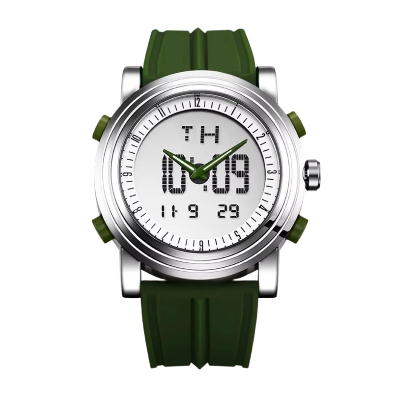 Sinobi Digital-Analog Sports Green Silicon Strap Men’s Watch | S9368G