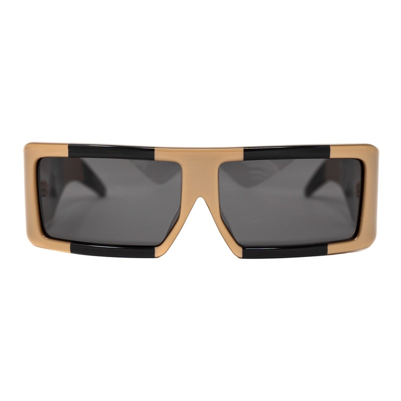 Jeremy Scott Men’s Sunglasses Rectangular Big Tut Brown and Grey 6JSBIGTUTGOLDBLACK