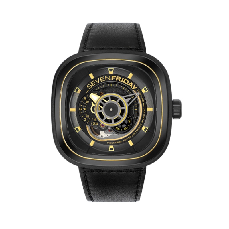 7Friday Black Leather Strap Black Dial Automatic Watch for Gents – P2B/02-C196