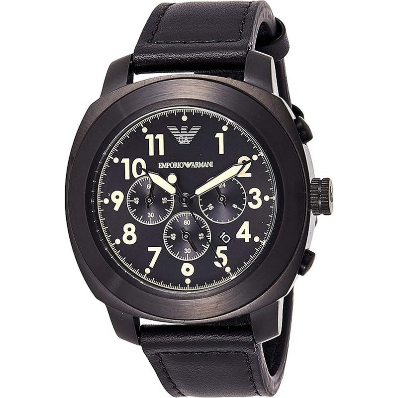 Emporio Armani Sportivo Chronograph Black Dial Men’s Watch AR6061 46 Black Stainless Steel
