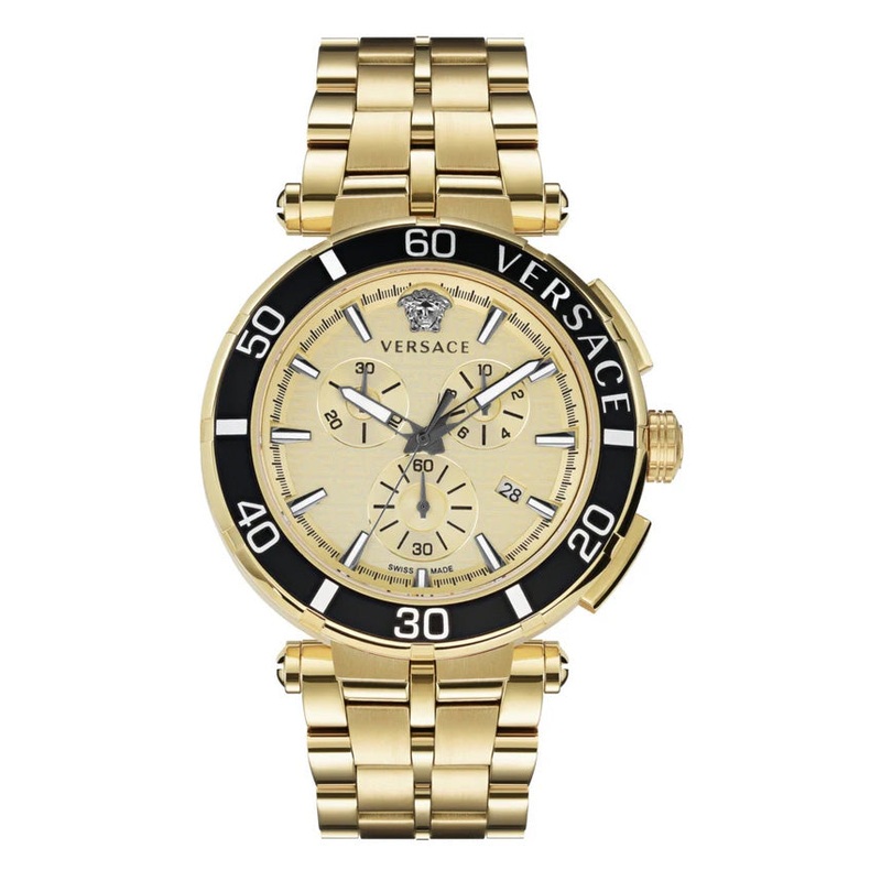 Versace Men’s Watch 45mm Greca Chronograph Gold VE3L00622
