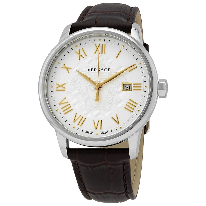 Versace Quartz White Dial Brown Leather Men’s Watch VQS070016