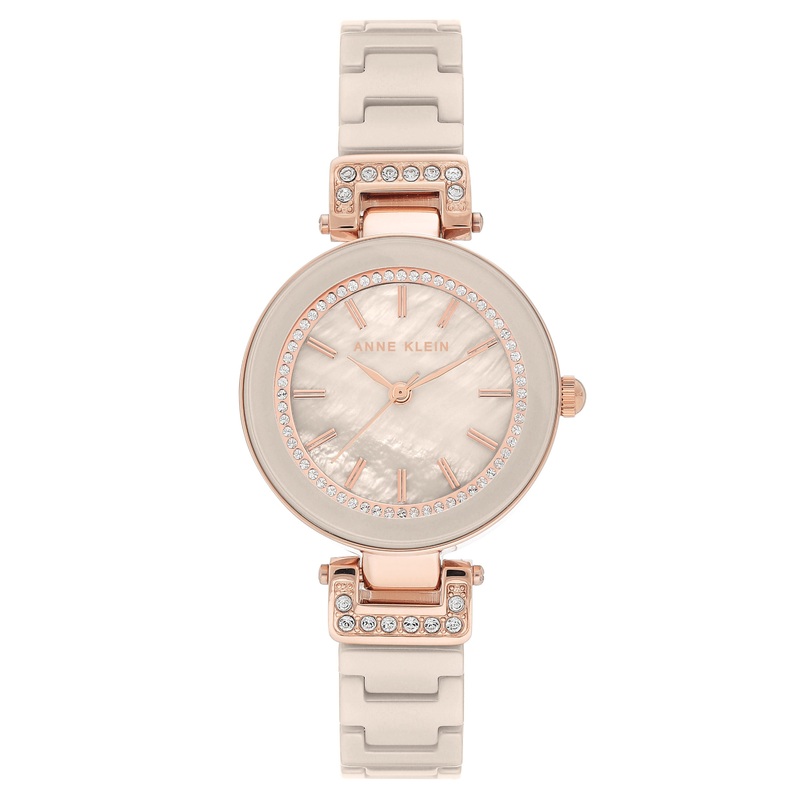Anne Klein Beige Mother of Pearl Dial Ladies Watch AK/3480RGTN