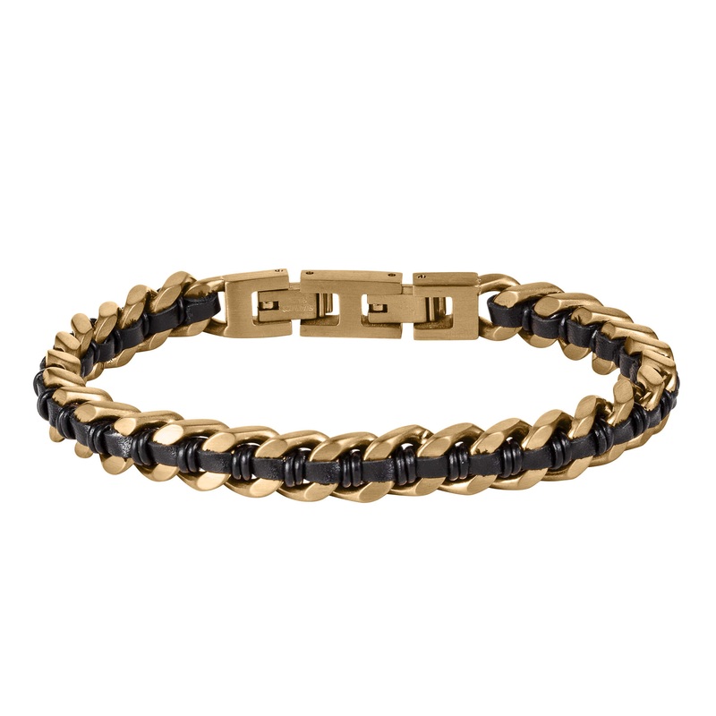 Woven Ridge Black Mens Bracelet