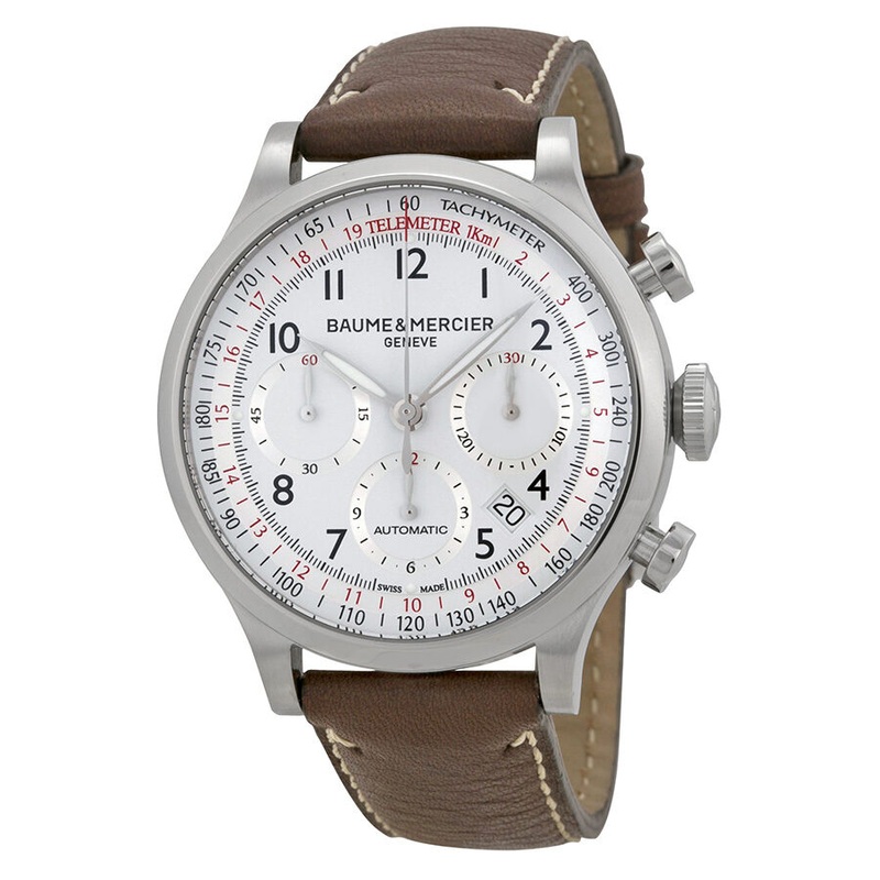 Baume and Mercier Capeland White Dial Chronograph Men’s Watch 10000
