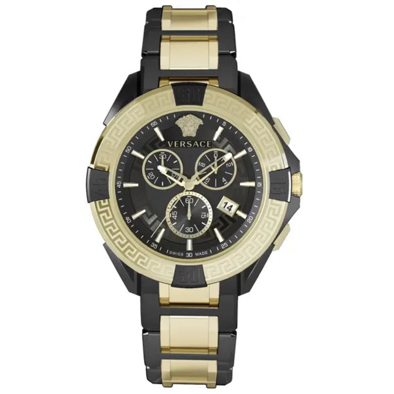 Versace Men’s Watch Chrono Sporty 46mm Black Gold Bracelet VE5CA0723