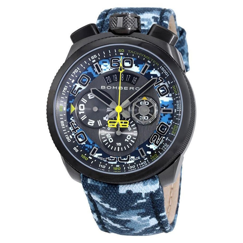 Bomberg Men’s Chronograph Watch BOLT-68 Blue Camo Limited Edition BS45CHPGM.035.3