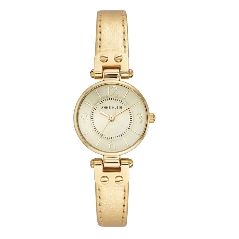 Anne Klein 10/9442CHGD Gold Dial Analog Quartz Women’s Watch 26 Gold Stainless Steel