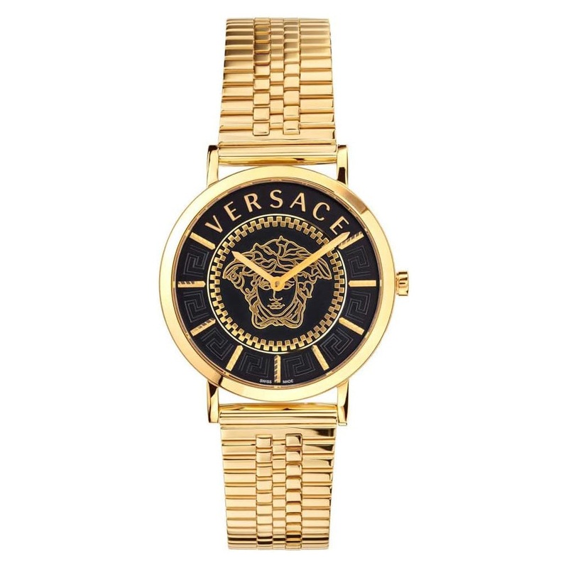 Versace Essential Ladies’ Black Gold Watch VEK400621