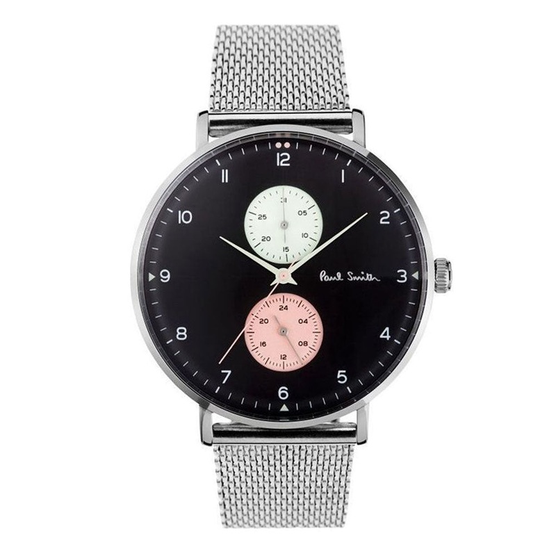 PAUL SMITH PS0070006 Track Chronograph Unisex Mesh Bracelet Watch 42 Black Stainless Steel