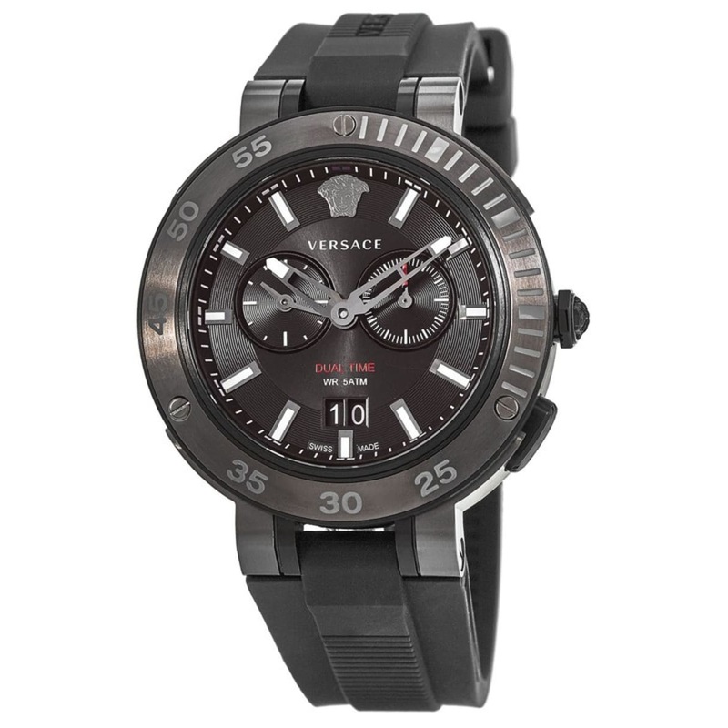 Versace V Extreme Chronograph Black Tone Dial Black Rubber Strap Watch for Men – VCN020017