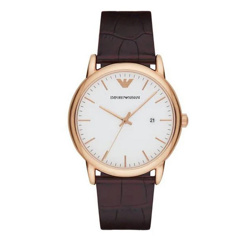 Emporio Armani AR2502 Watch 43 mm Black Stainless steel case, leather strap