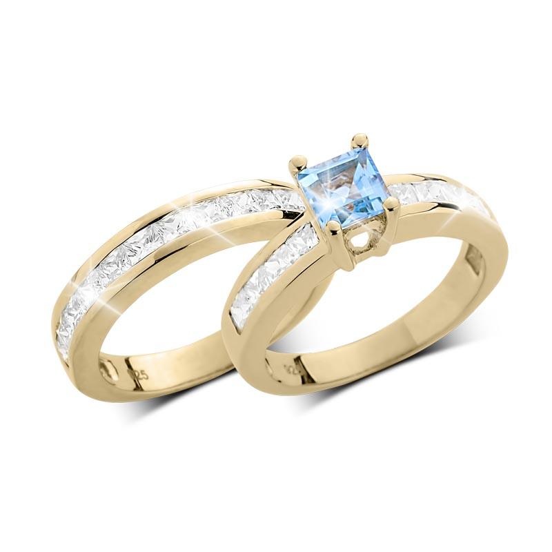 Maria Duo Blue Topaz Bridal Ring 6