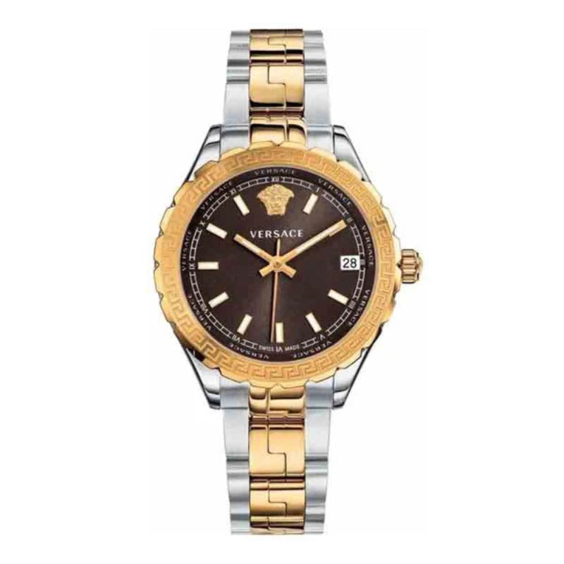 Versace Hellenyium Two-tone Stainless Steel Brown Dial Quartz Watch for Ladies – V12040015