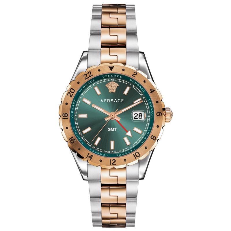 Versace Men’s Watch Hellenyium GMT Green Two-Tone Rose Gold Bracelet V11050016