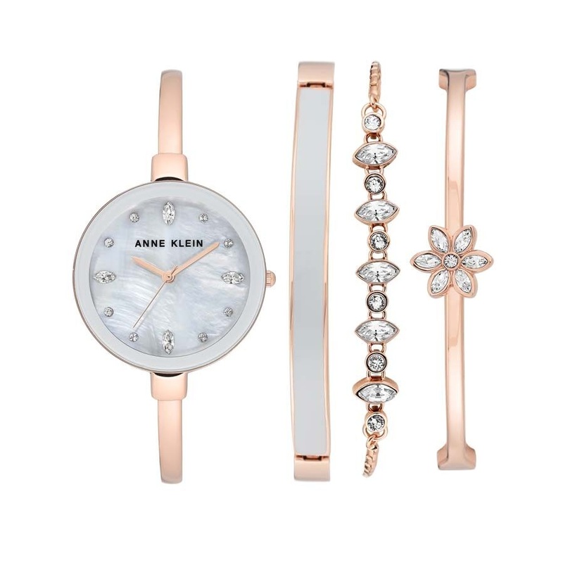 Anne Klein Crystal Ladies Watch Set 3352GYST