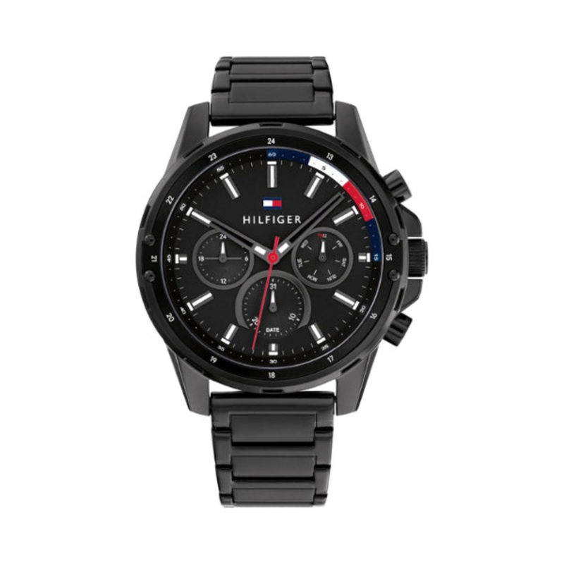Tommy Hilfiger Mason Black Stainless Steel Black Dial Chronograph Quartz Watch for Gents – 1791935