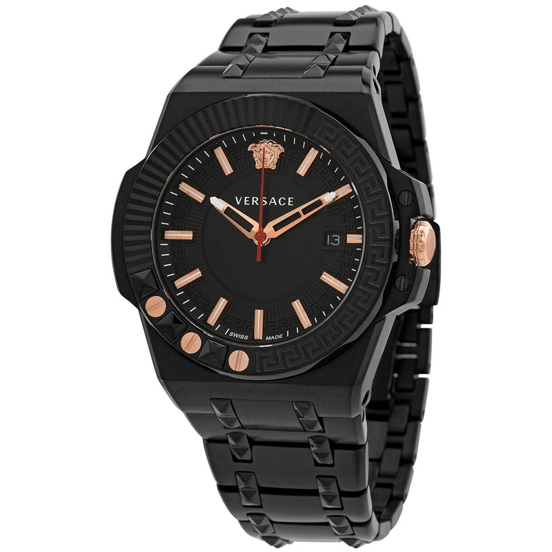 Versace Chain Reaction Quartz Black Dial Men’s Watch VEDY00719