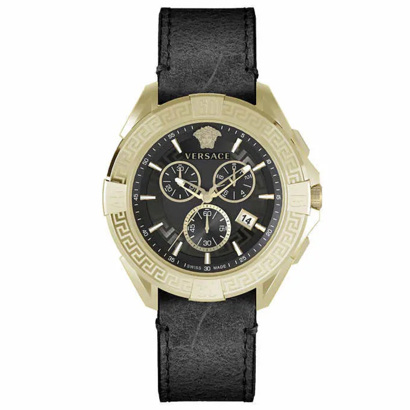 Versace Men’s Watch Chrono Sporty 46mm Black Gold VE5CA0323