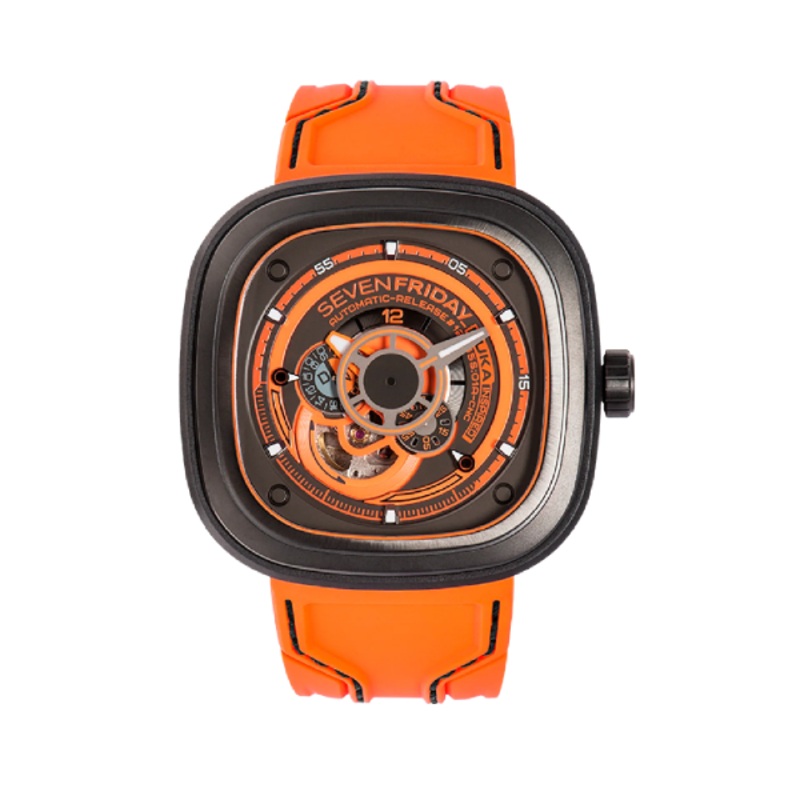7Friday Orange Silicone Strap Orange Dial Automatic Watch for Gents – P3/07-X182