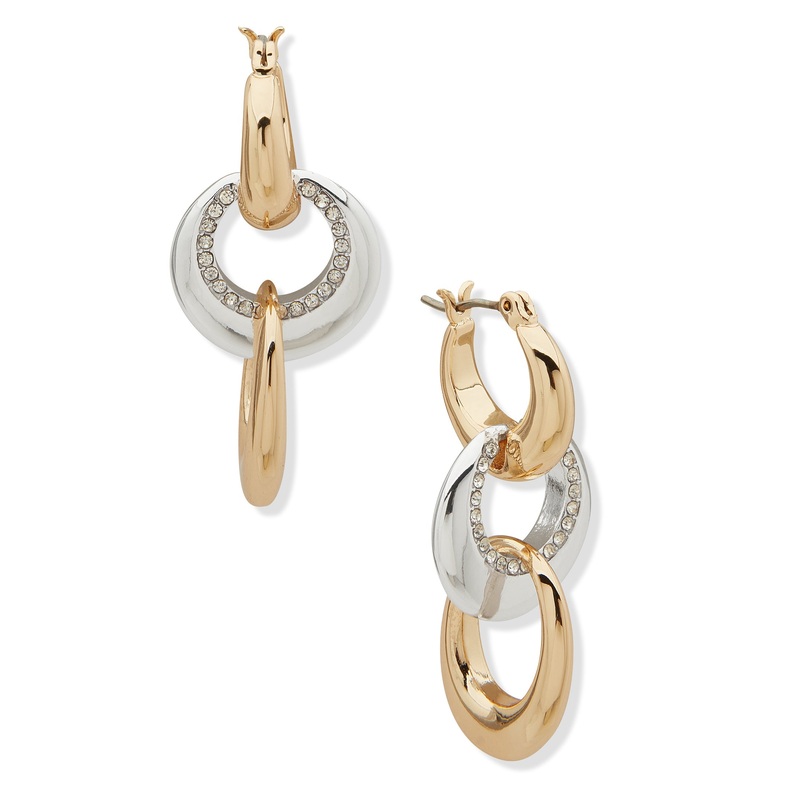 Anne Klein 01G01139 Rounded Link Linear OTHER TITANIUM PIERCED EARRING