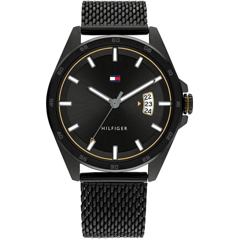 Tommy Hilfiger 1791913 Black Stainless Steel mesh Bracelet Quartz Men’s Watch 42 Black Stainless Steel