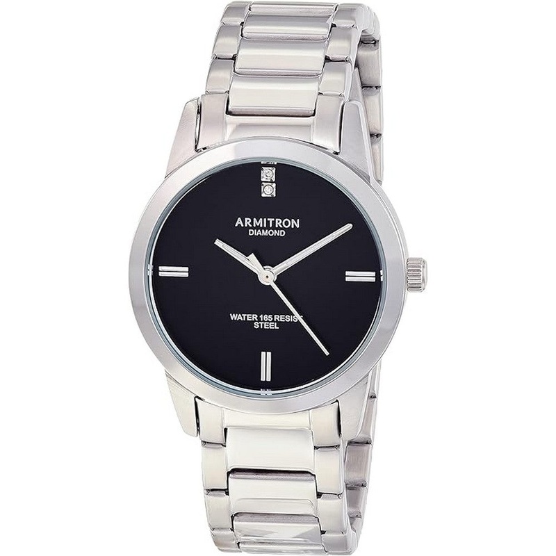 Armitron Women’s Genuine Diamond Dial Bracelet Watch, 75/5825 32 Black Metal