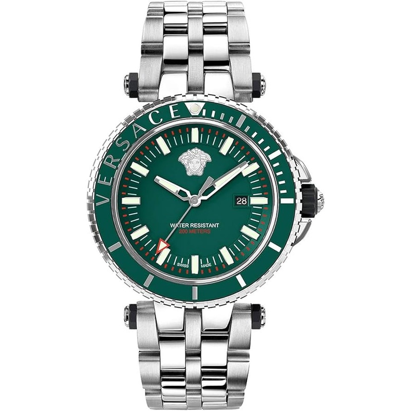 Versace Men’s Watch V-Race Diver 46mm Green Bracelet VEAK00721
