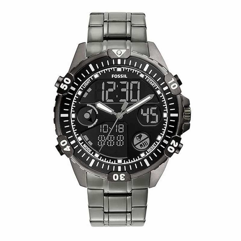 Fossil FS5782 Garrett Analog-Digital Black Dial Men’s Watch-FS5782 44 Black Stainless Steel