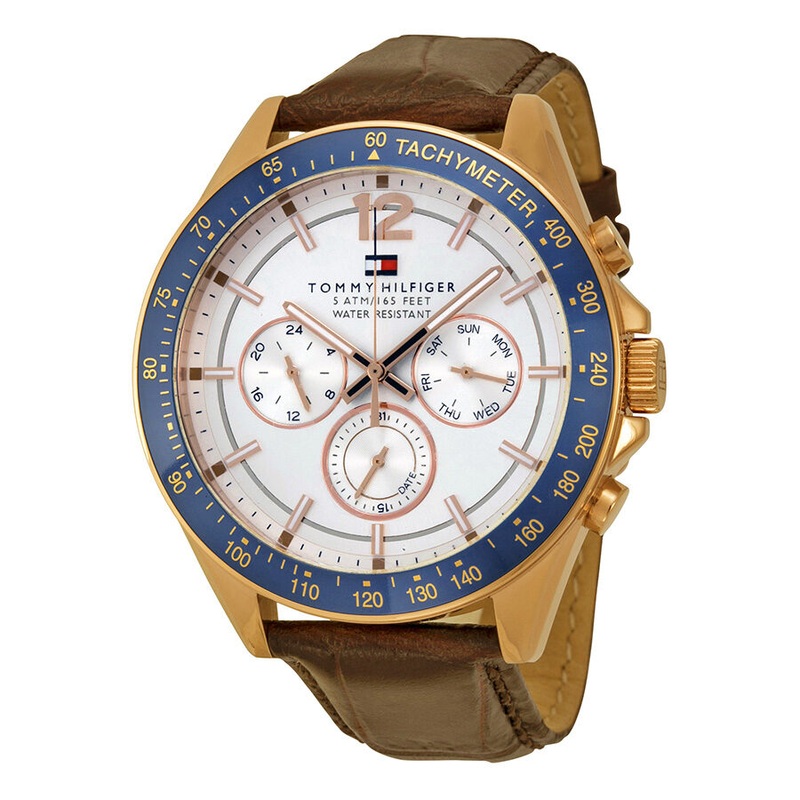 Tommy Hilfiger Luke Multi-Function White Dial Brown Leather Men’s Watch 1791118