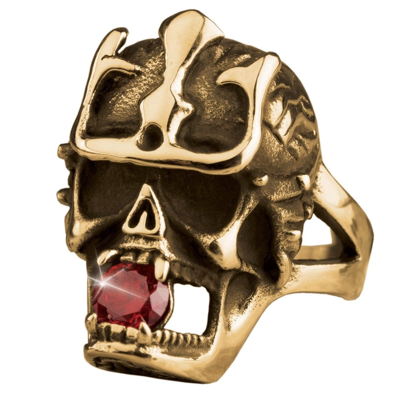 Azteca Skull Gold Men’s Ring 9