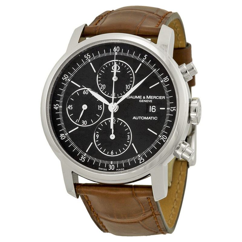 Baume et Mercier Classima Chronograph Black Dial Leather Men’s Watch MOA8589