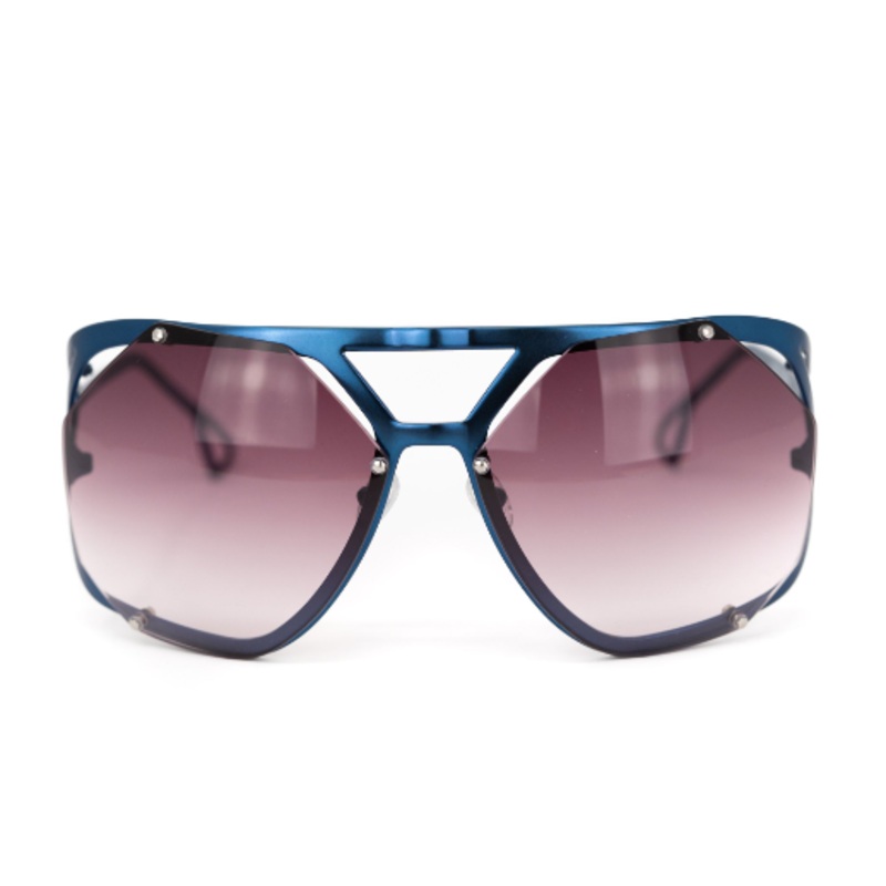 Raf Simons by Linda Farrow – Shield Blue Metal Special with Grey Lenses