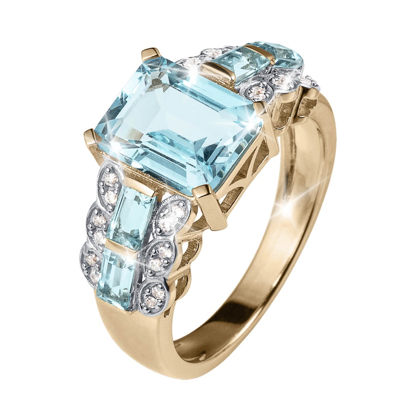 Blue Topaz Spray Ring 6