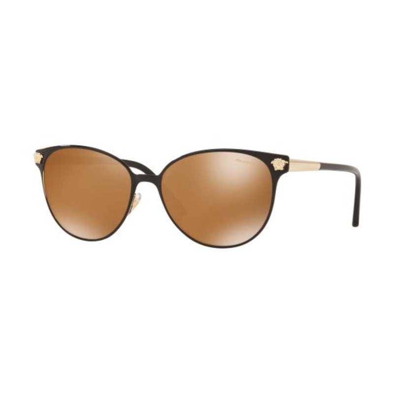 Versace Women’s Sunglasses Square Black/Pale Gold Polar VE2168 13772T