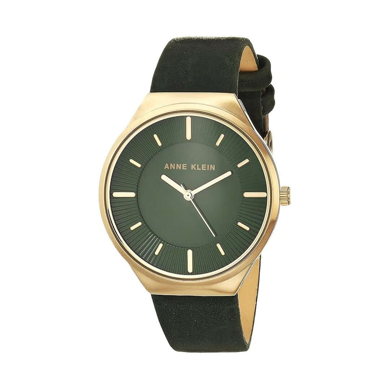 Anne Klein AK/3814OLOL Elegant Olive Green Strap & Gold-Tone Dial Women’s Watch Green Stainless steel Analog