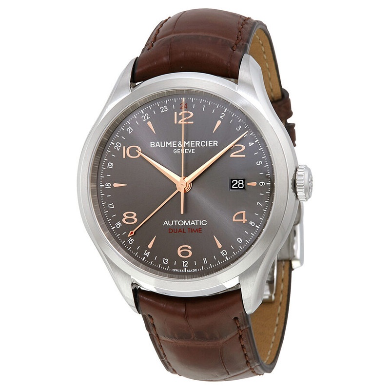 Baume and Mercier Clifton Dual Time Grey Dial Men’s Watch 10111 A10111