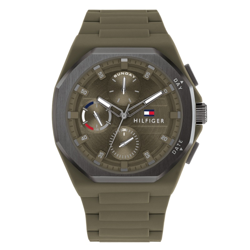 Tommy Hilfiger Troy Series Green Silicon Strap Green Dial Chronograph Quartz Watch for Gents – 1792121