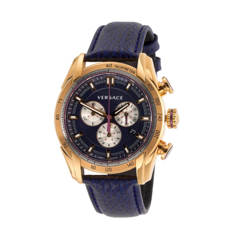 Versace V-Ray Blue Leather Strap Blue Dial Chronograph Quartz Watch for Gents – VDB 030014