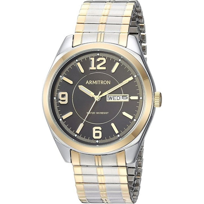 Armitron 20/4591BKTT Day-Date Function Expansion Band Men’s Watch 39.5 Black Stainless Steel