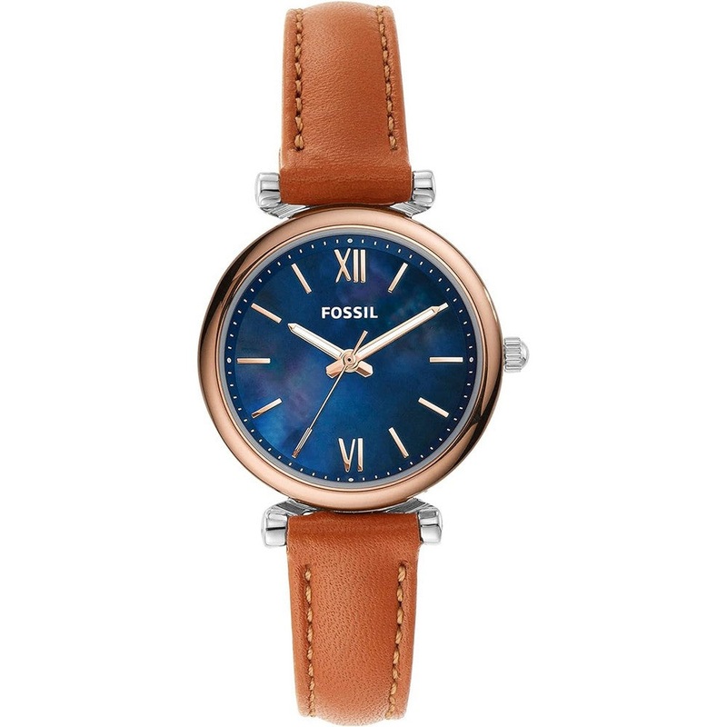 Fossil ES4701 Carlie Mini Women’s Watch with Stainless Steel or Leather Band 28 Blue Stainless Steel