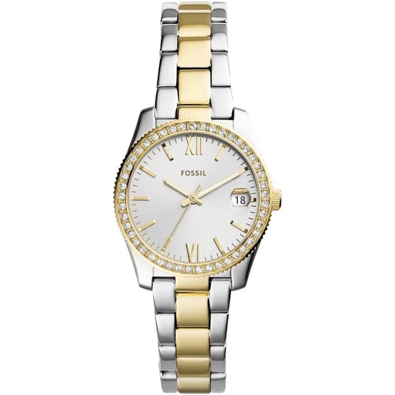 Fossil Scarlette Mini Three Hand Date Two Tone Stainless Steel Watch ES4319 32 Gold Stainless Steel