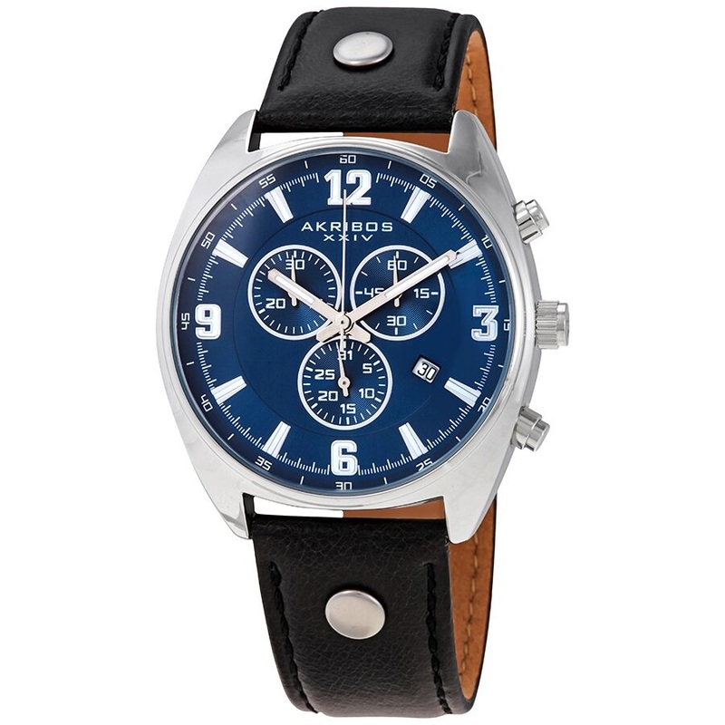 Akribos Xxiv Blue Dial Men’s Chronograph Leather Watch AK969BKBU