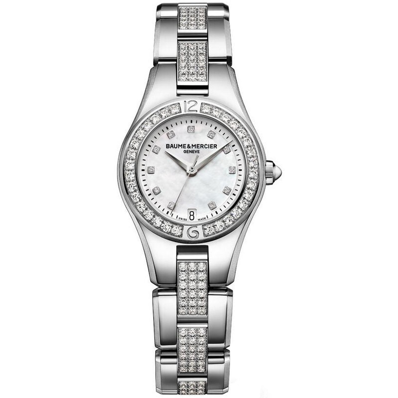 Baume and Mercier Mother of Pearl Diamond Stainless Steel Ladies Watch 10092